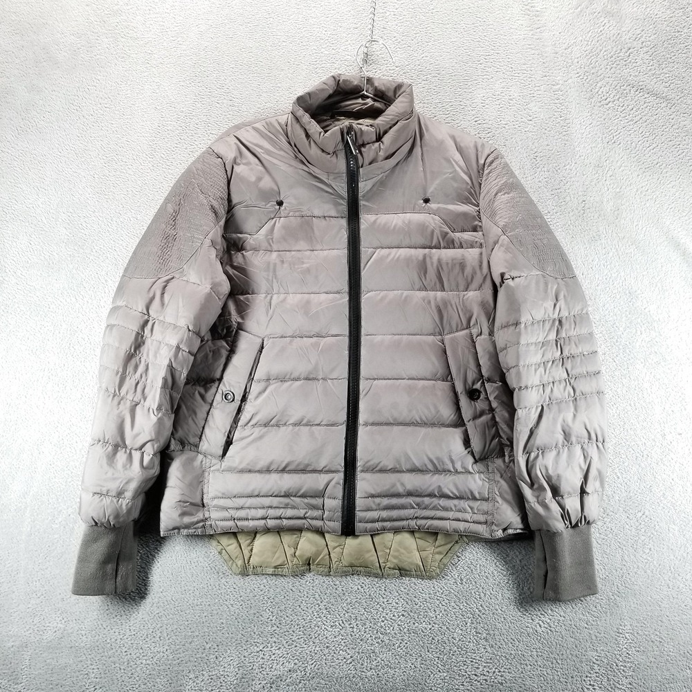 Jet Lag Jacket Mens M‎ Gray Down Puffer Full Zip Quilted Nylon Warm